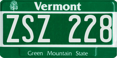 VT license plate ZSZ228