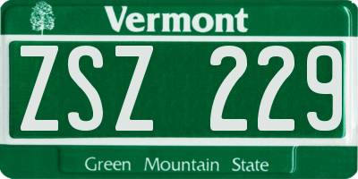VT license plate ZSZ229