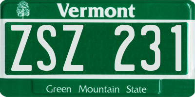 VT license plate ZSZ231