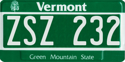 VT license plate ZSZ232