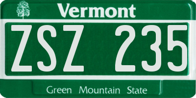 VT license plate ZSZ235