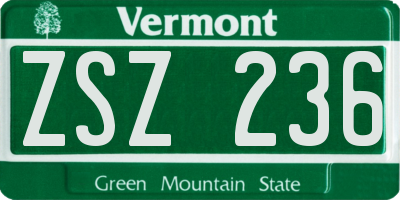 VT license plate ZSZ236