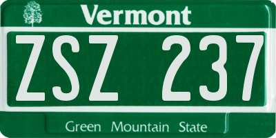 VT license plate ZSZ237