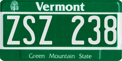 VT license plate ZSZ238