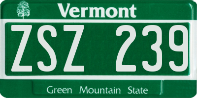VT license plate ZSZ239