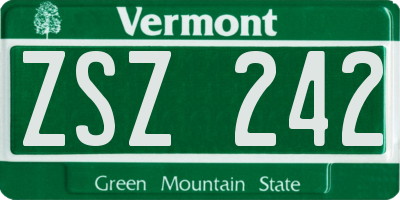 VT license plate ZSZ242