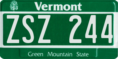 VT license plate ZSZ244