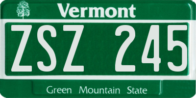 VT license plate ZSZ245