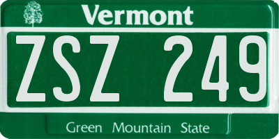 VT license plate ZSZ249