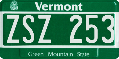 VT license plate ZSZ253