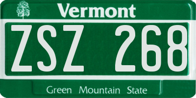 VT license plate ZSZ268