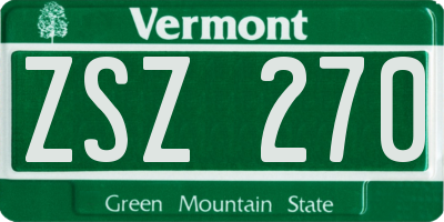 VT license plate ZSZ270