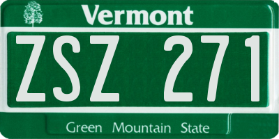 VT license plate ZSZ271