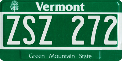 VT license plate ZSZ272