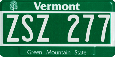 VT license plate ZSZ277