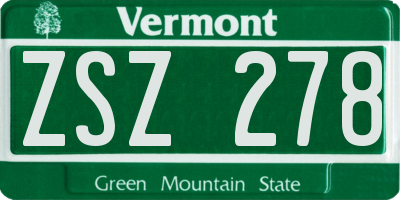 VT license plate ZSZ278