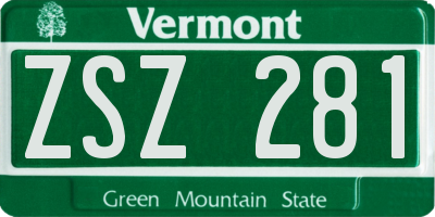 VT license plate ZSZ281