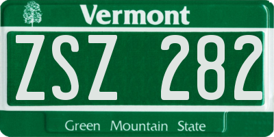 VT license plate ZSZ282