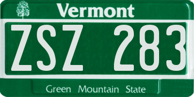 VT license plate ZSZ283