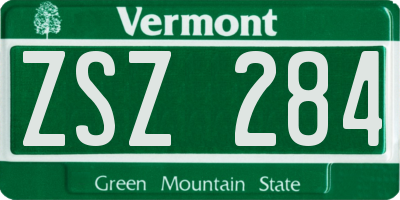 VT license plate ZSZ284