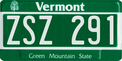 VT license plate ZSZ291