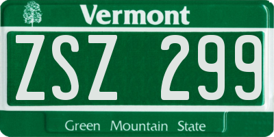 VT license plate ZSZ299