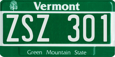 VT license plate ZSZ301