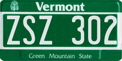 VT license plate ZSZ302