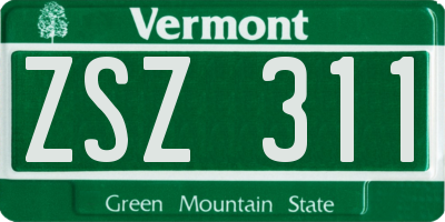 VT license plate ZSZ311