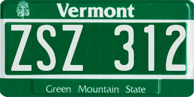 VT license plate ZSZ312
