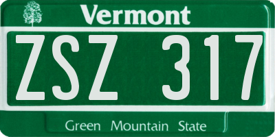 VT license plate ZSZ317