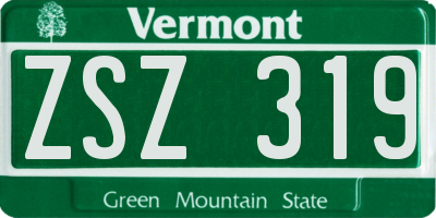 VT license plate ZSZ319