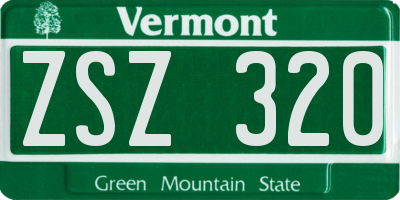 VT license plate ZSZ320