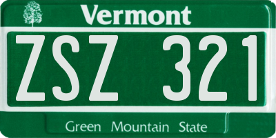 VT license plate ZSZ321