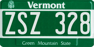 VT license plate ZSZ328