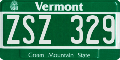 VT license plate ZSZ329