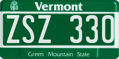 VT license plate ZSZ330
