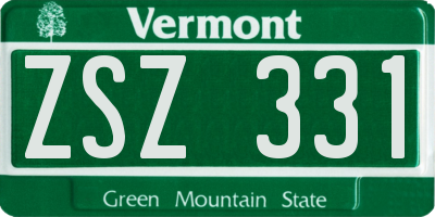 VT license plate ZSZ331