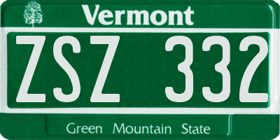 VT license plate ZSZ332