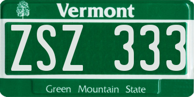 VT license plate ZSZ333