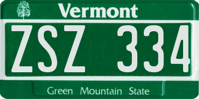VT license plate ZSZ334