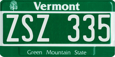 VT license plate ZSZ335