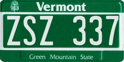 VT license plate ZSZ337
