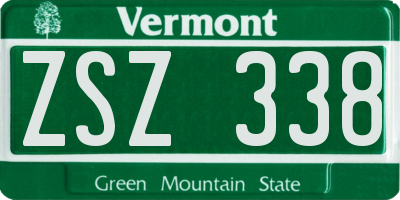 VT license plate ZSZ338