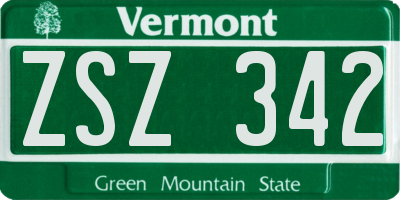 VT license plate ZSZ342