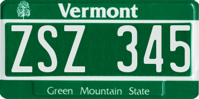 VT license plate ZSZ345