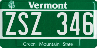 VT license plate ZSZ346