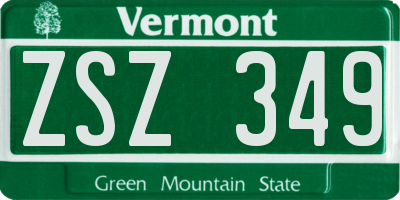VT license plate ZSZ349