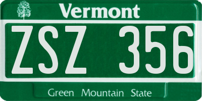VT license plate ZSZ356