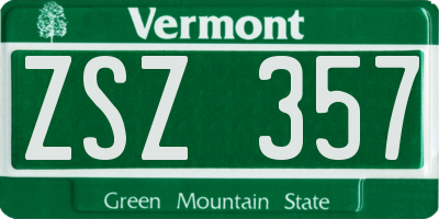 VT license plate ZSZ357